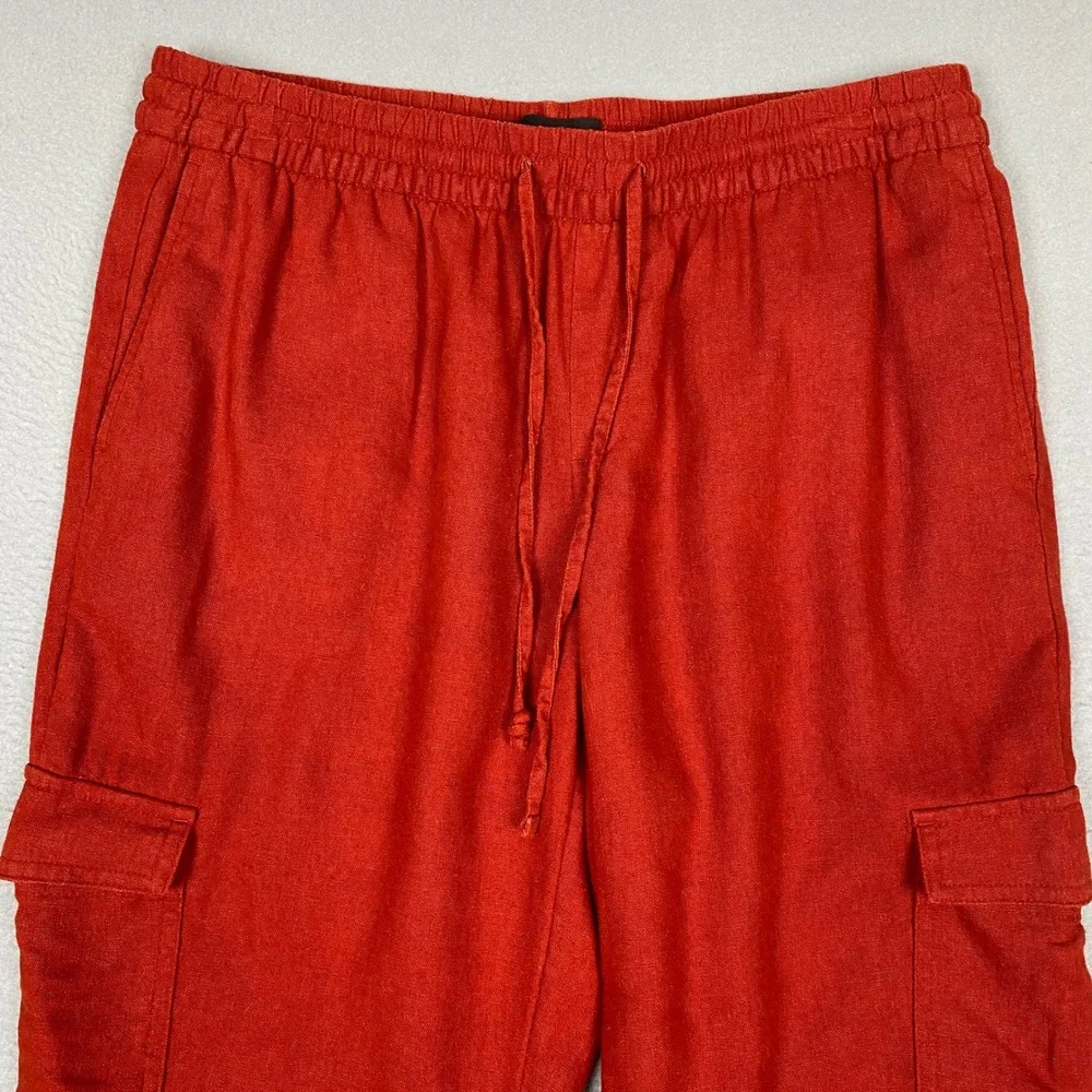 Banana Republic Linen Cargo Jogger‎ Pants Womens Small Cayenne